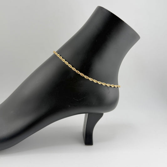 10k Gold 2.8mm Rope Anklet