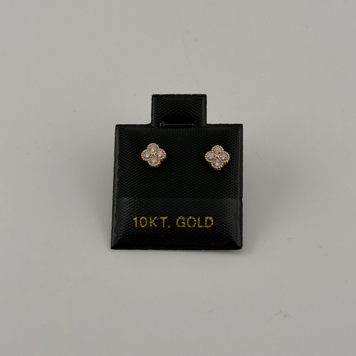 10k Gold Micro Pink Cz Clover Earrings