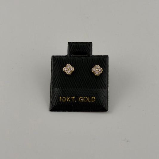 10k Gold Micro Pink Cz Clover Earrings