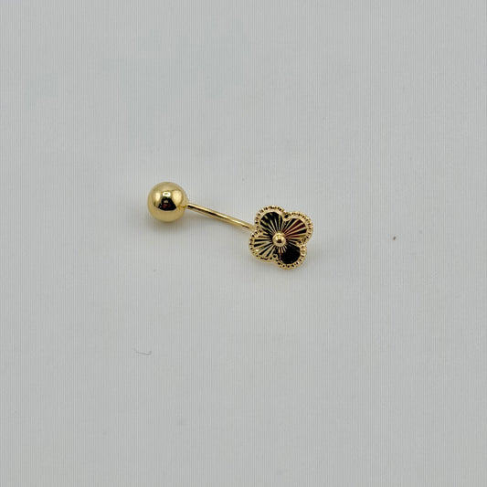 14k Gold Fancy Clover Belly Ring