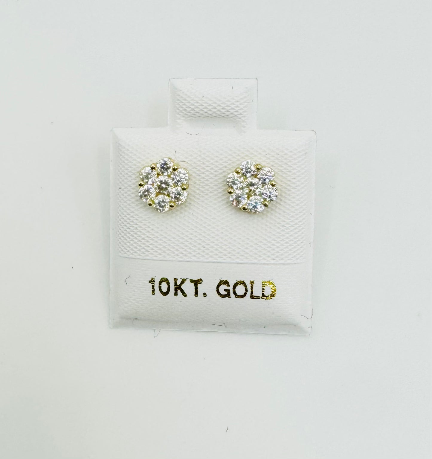 10K Gold CZ Flower Earrings (6mm)