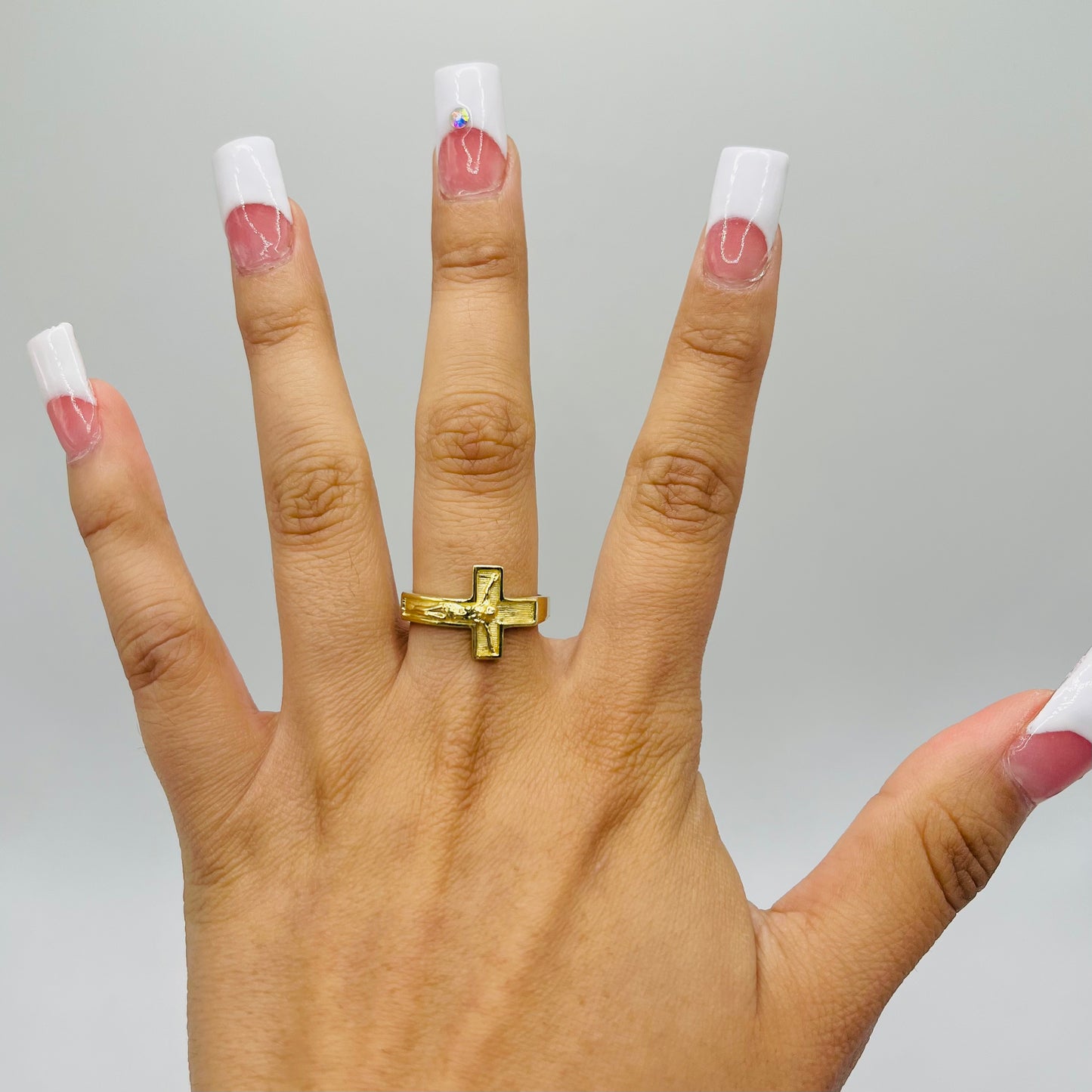 10k Gold Sideways Crucifix Ring