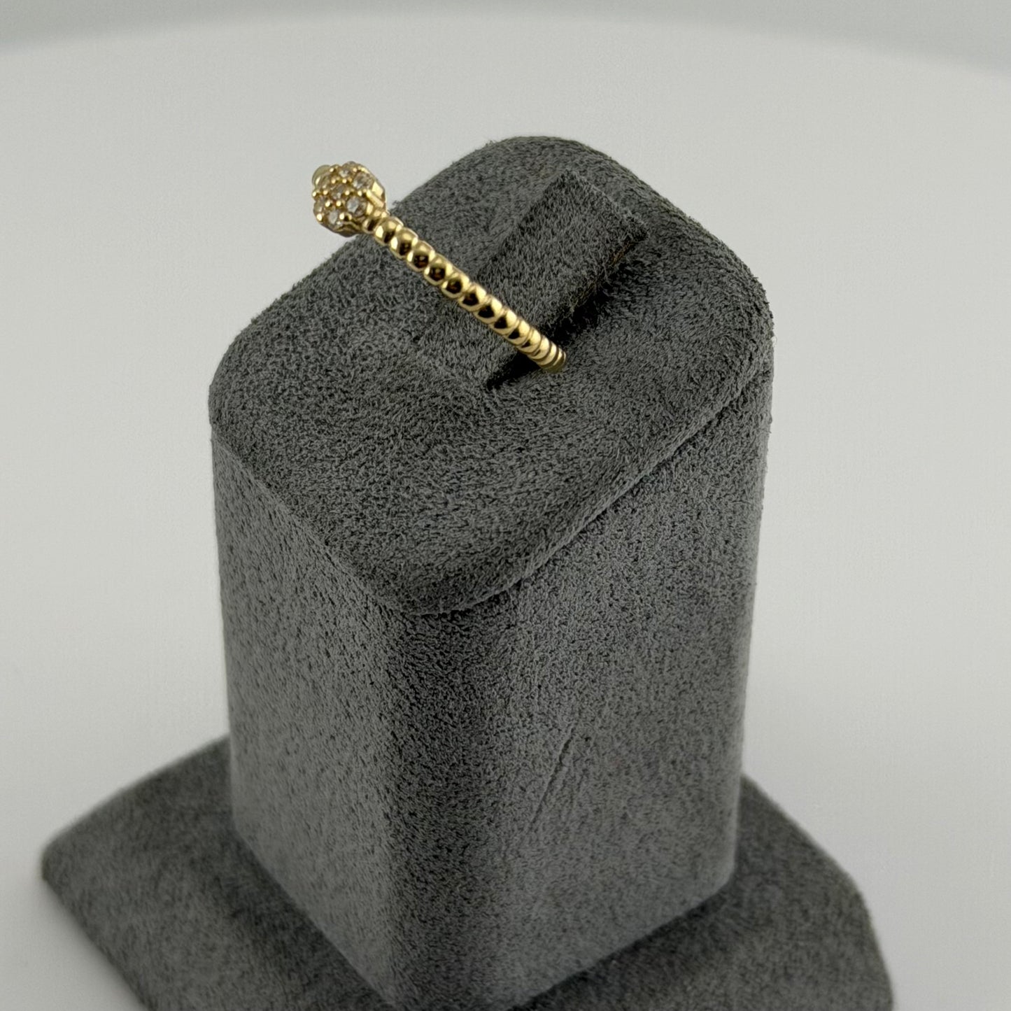10k Gold Cz Flower Beaded Band Ring