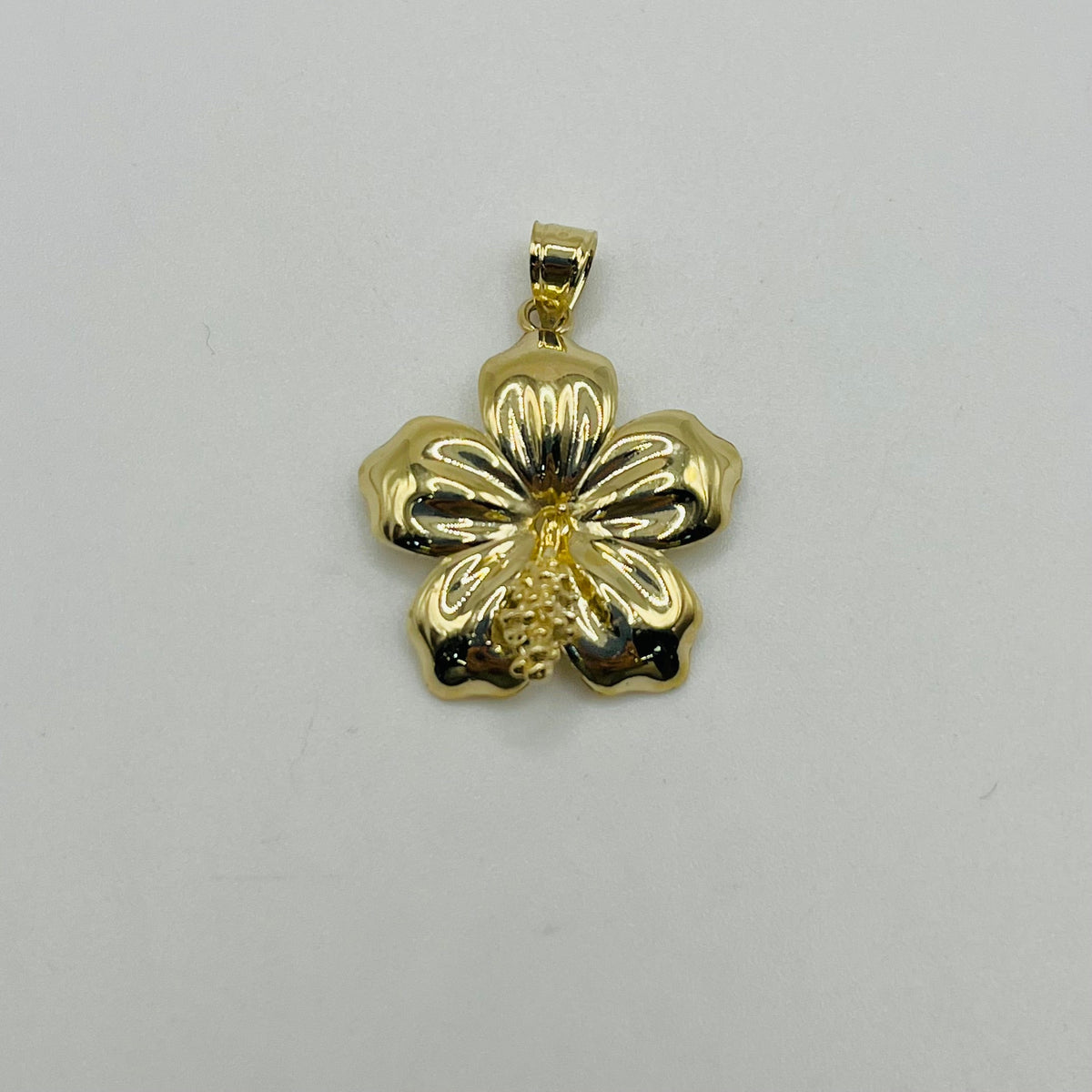 10K Gold Hibiscus Pendant | Face Size: 23mm