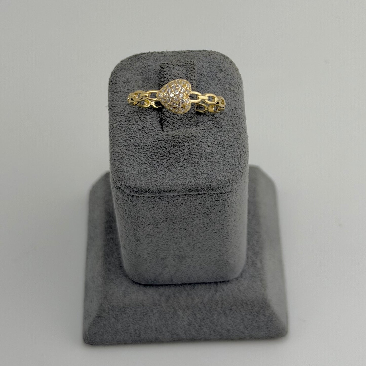 10k Gold Cz Sideways Heart Paperclip Band Ring