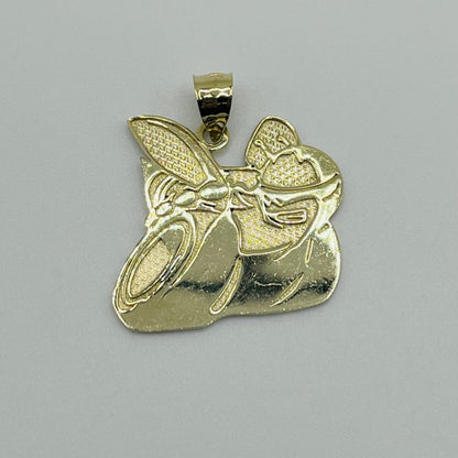10K Gold Bumblebee Pendant | Face Size: 26mm