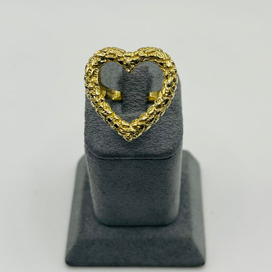 10k Gold XL Open Heart Nugget Ring