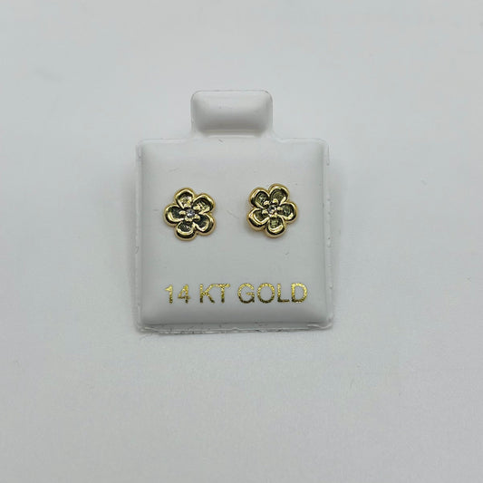 14k Gold Flower Baby earrings