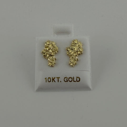 10K Gold Small Nugget Shaped Earrings