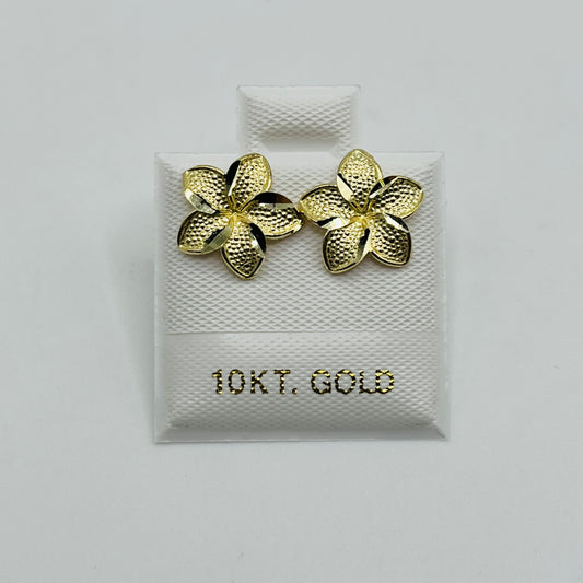 10k Gold Hibiscus Earrings (Large)