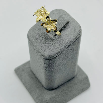 10k Gold Triple Handmade Hibiscus Ring