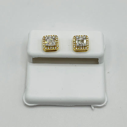 10K Gold Diamond Maison Square Earrings (M)