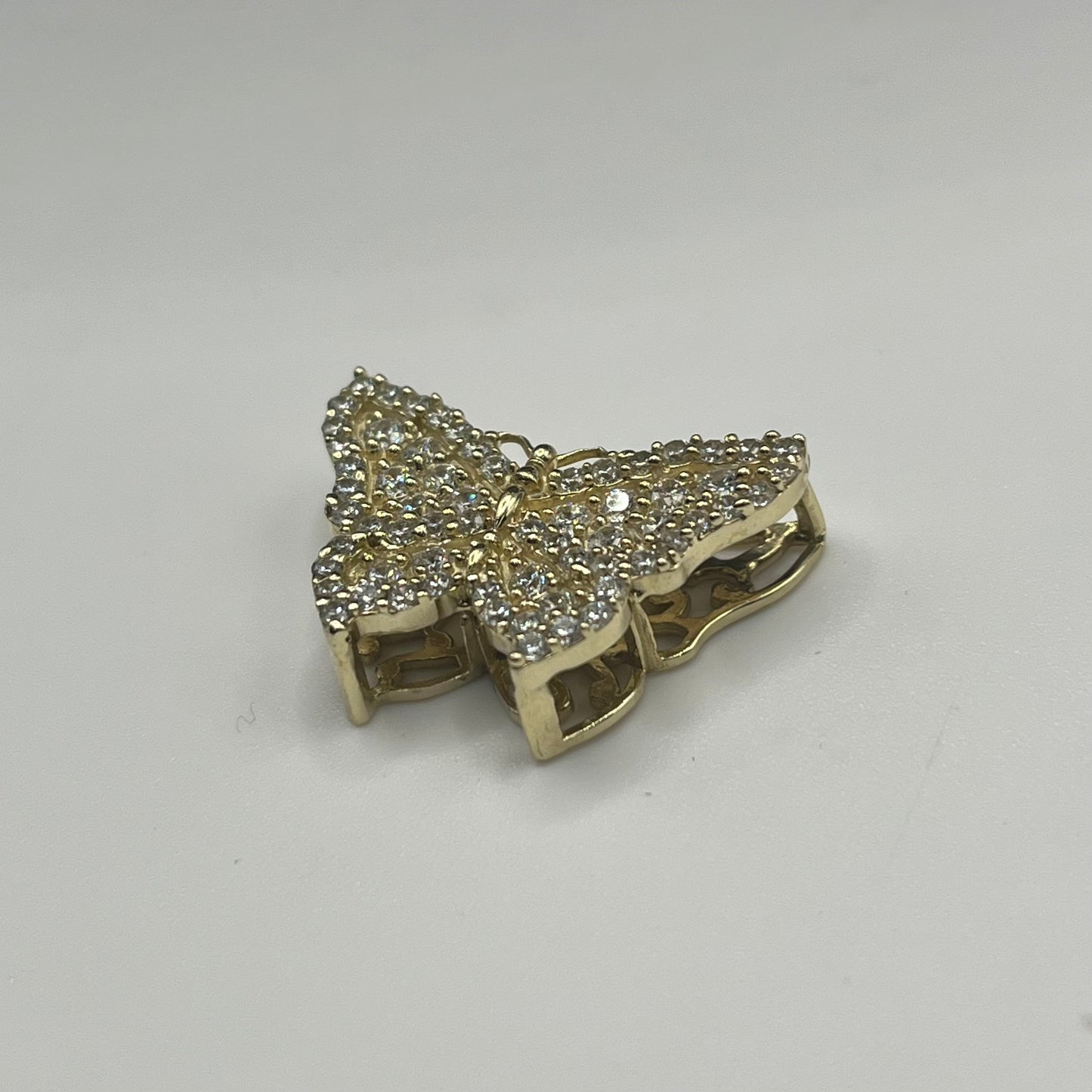 10k Gold White CZ Butterfly RX Slider
