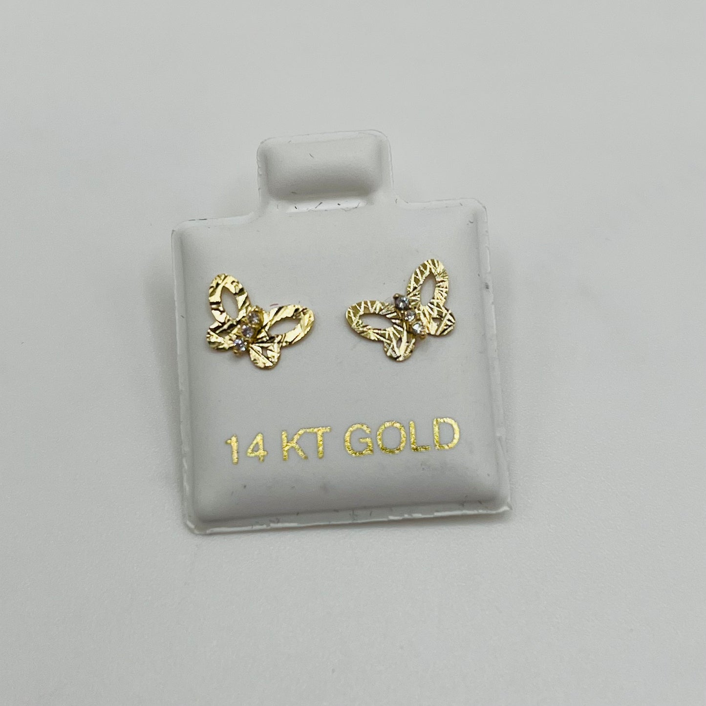 14k Gold Butterfly Cz Baby Earrings