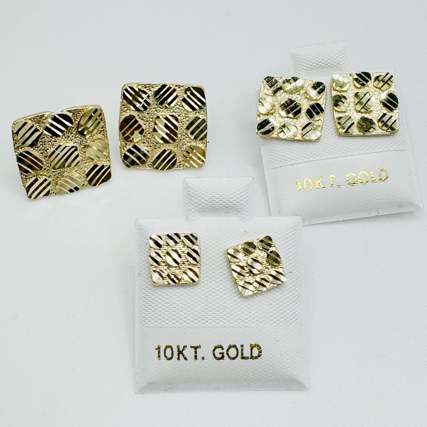 10k Gold Square Nugget Earrings