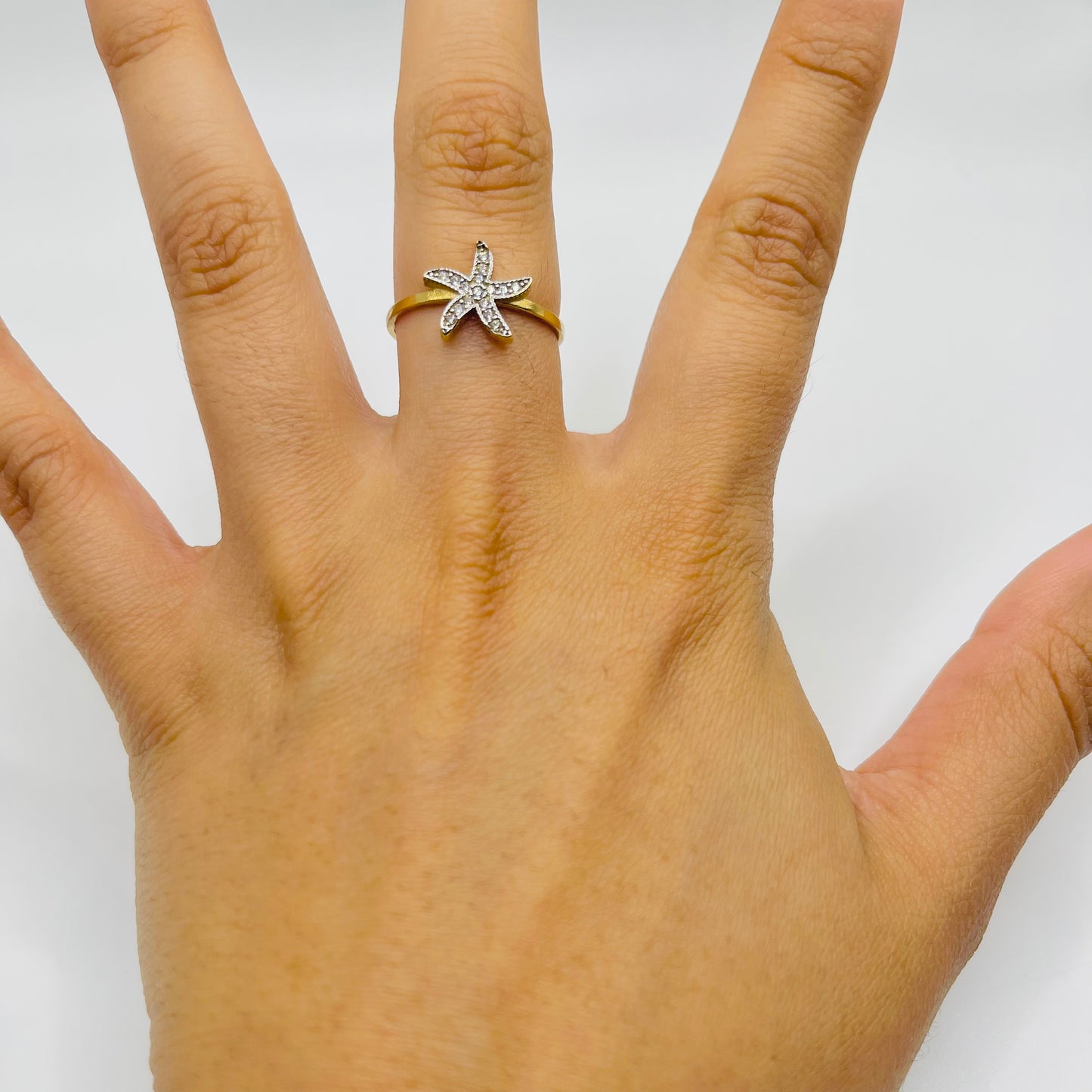 10K Gold CZ Starfish Ring