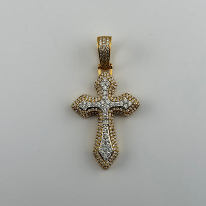 14k Gold Natural Diamond Heritage 3D Cross Charm