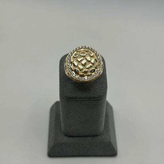 10k Gold Round Cz Nugget Ring (L)