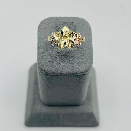 10k Gold Hibiscus Tri-color Ring
