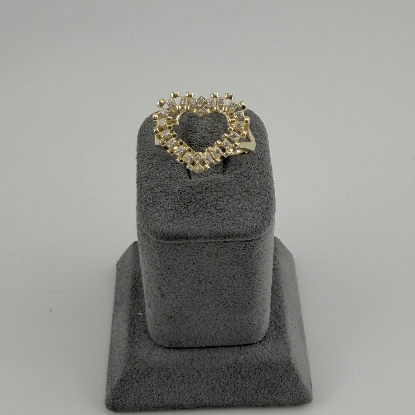 10k Gold Open Rx Cz  Heart Ring (S)