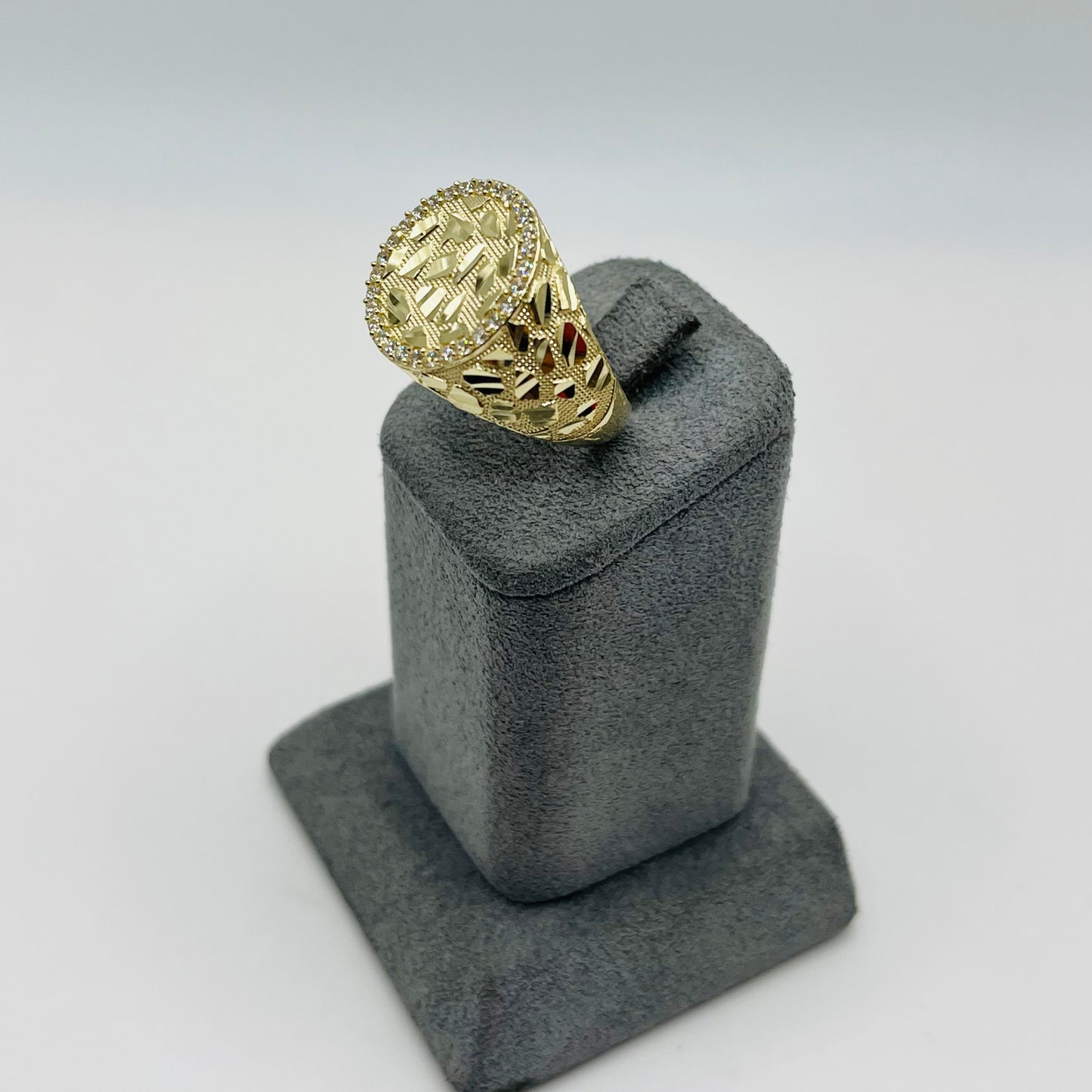 10k Gold Round Cz Nugget Ring (M)