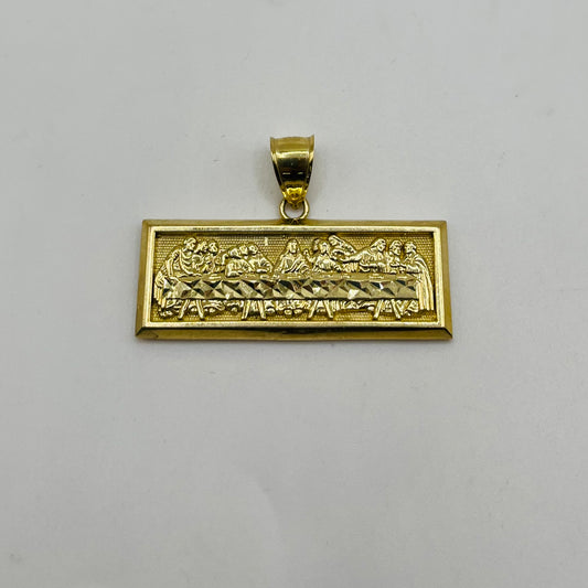10K Gold Rectangle Last Supper Charm