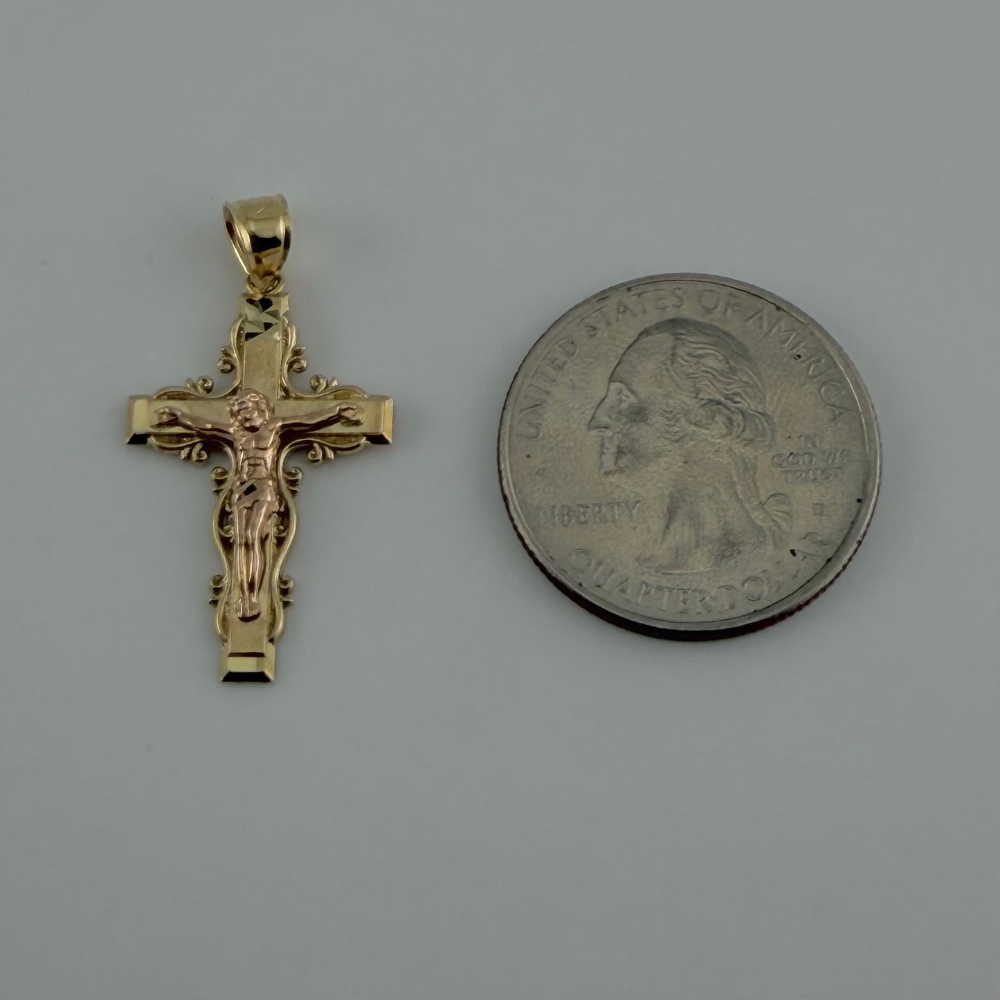 14k Gold Two Tone Crucifix Cross Charm