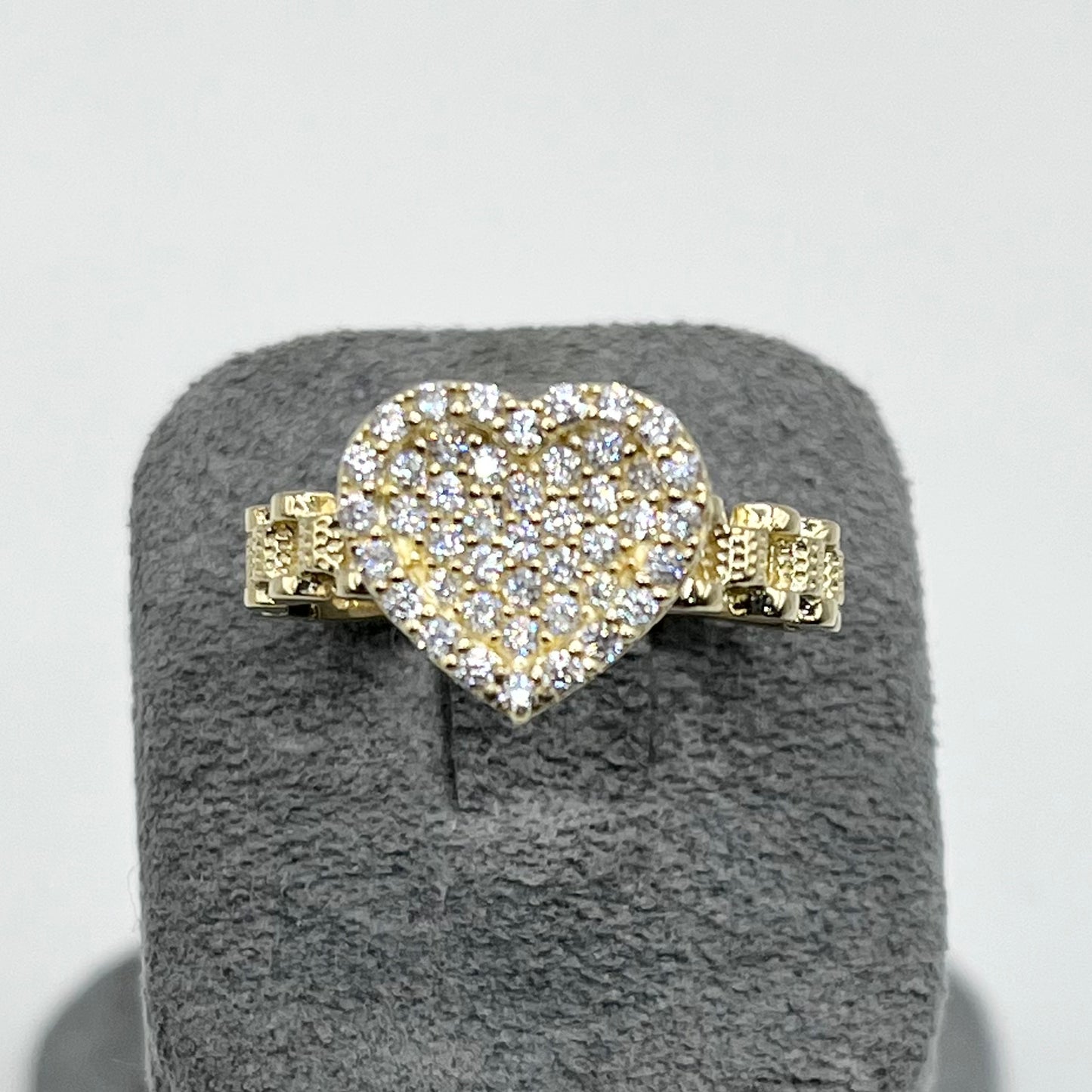 10K Gold RX White Heart CZ Ring (small)