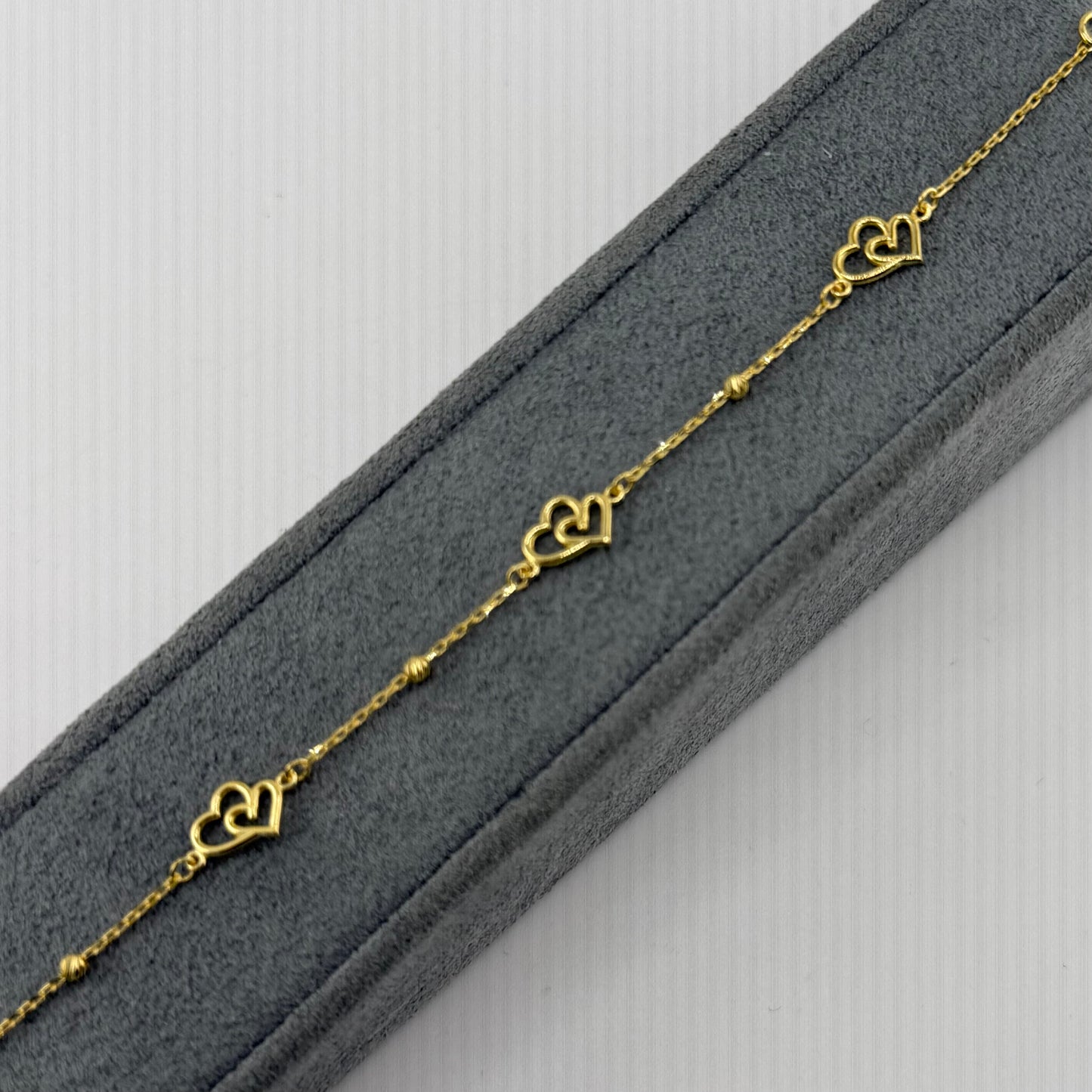 10k Gold Designer Bracelet - Double Heart