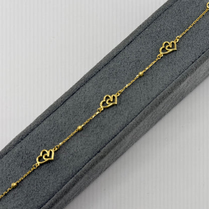 10k Gold Designer Bracelet - Double Heart
