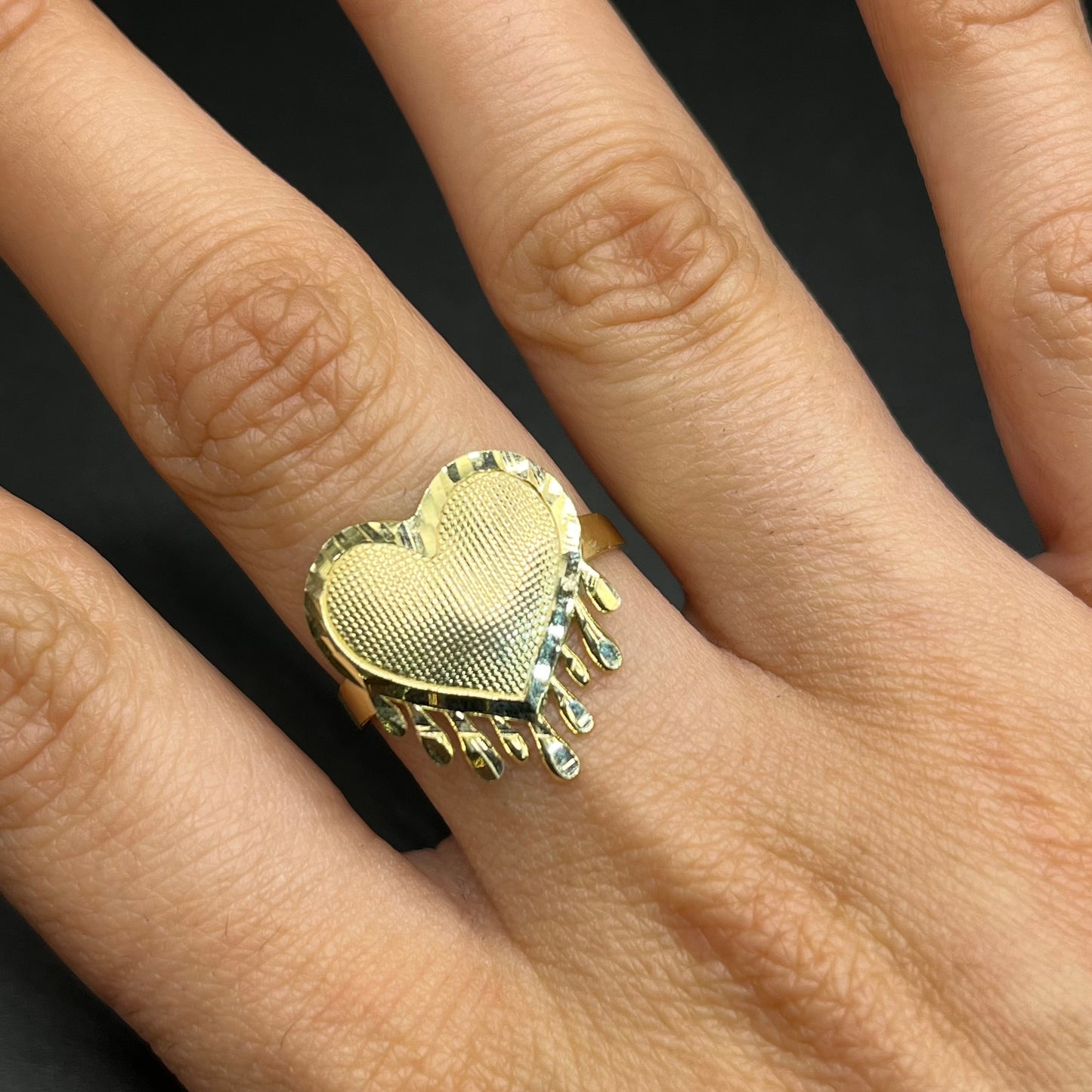 10k Gold Dripping Heart Ring