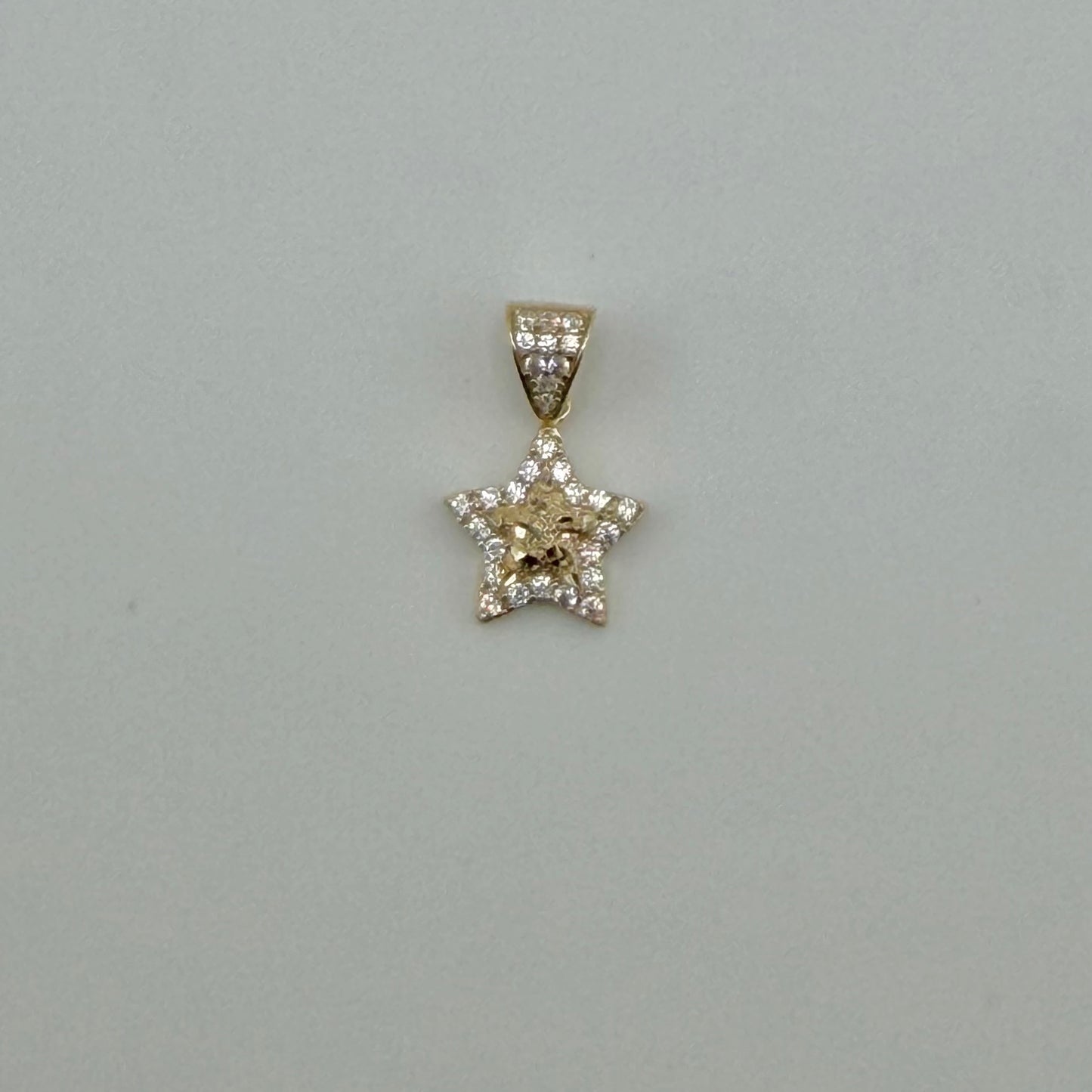 10k Gold Cz Star nugget Cz Bell Charm