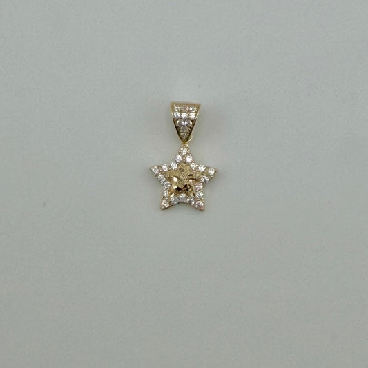10k Gold Cz Star nugget Cz Bell Charm