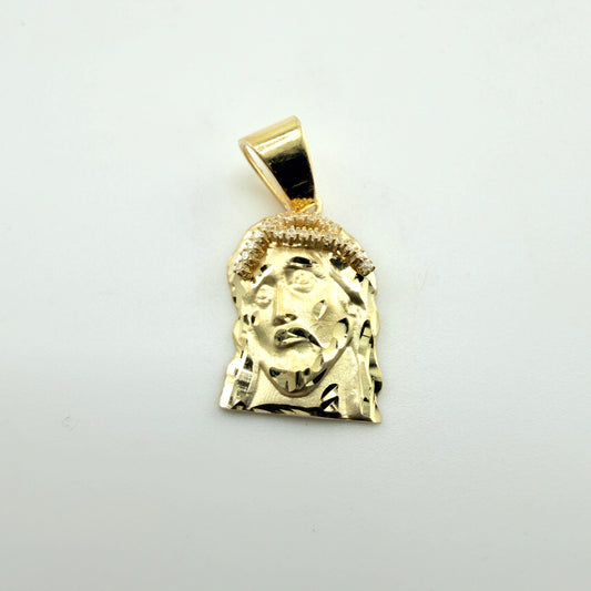 10K Gold Jesus Charm with CZ Crown