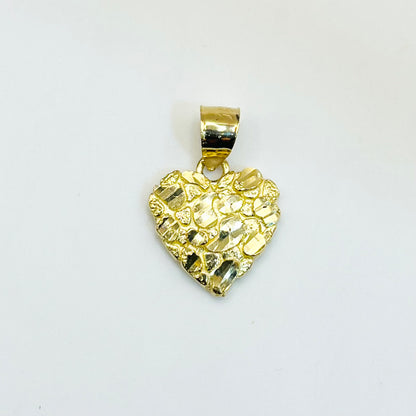 14K Gold Nugget Heart Charm (S, M)