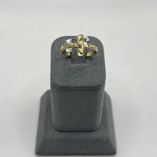 14k Gold Sideways Cross Ring