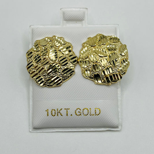 10k Gold Nugget Earrings (21mm)
