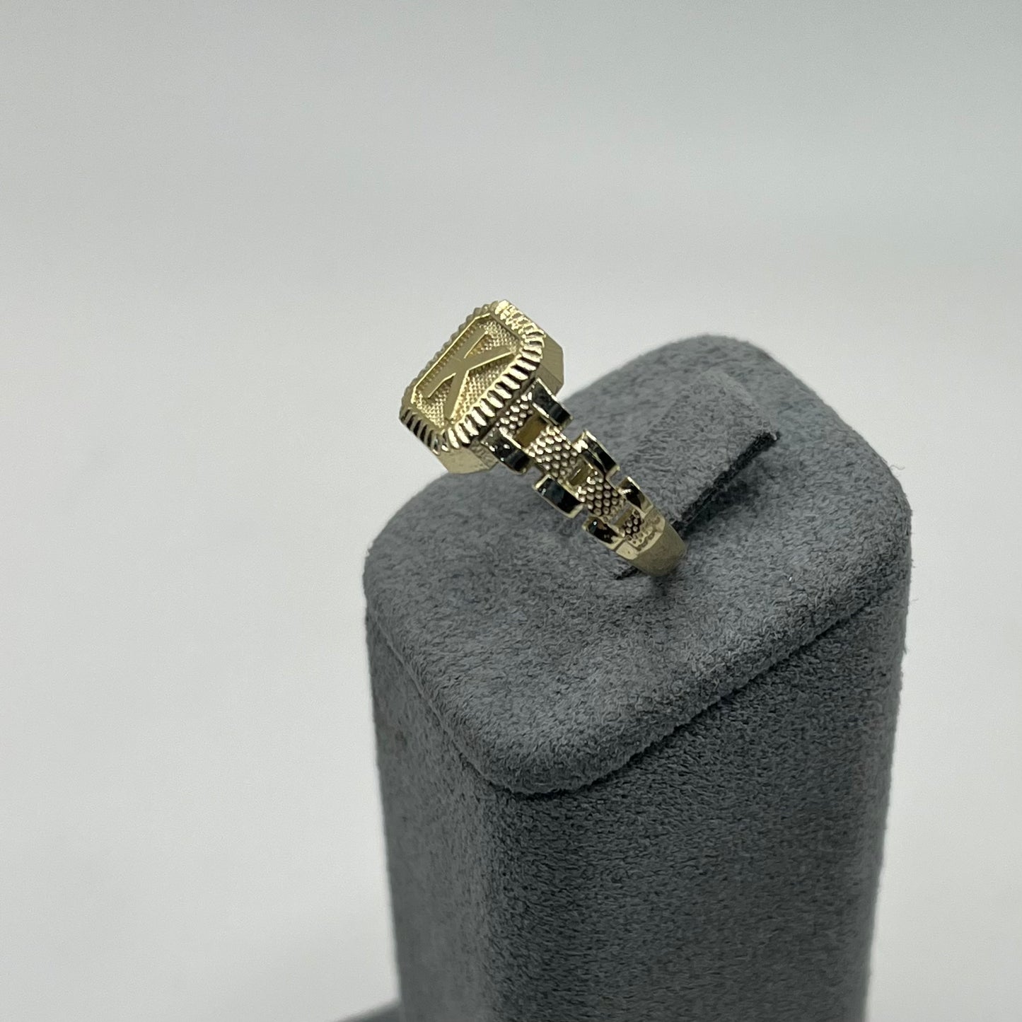 10k Gold Platform Initial RX Band Ring