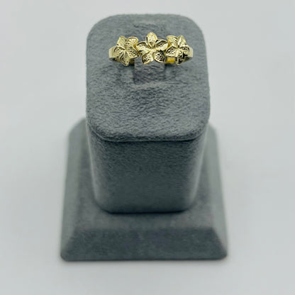 10k Gold Triple Flower Hibiscus Ring (small)