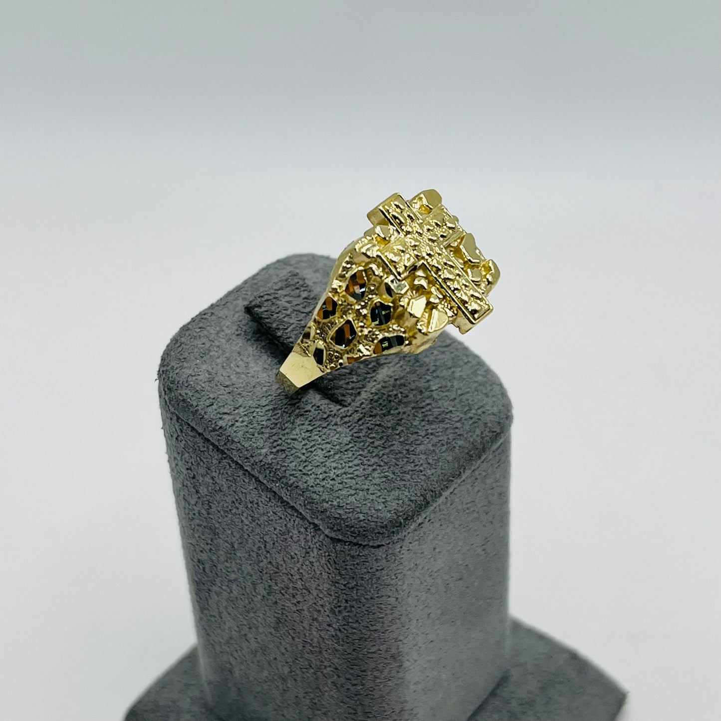 10K Gold Nugget Cross Nugget Ring