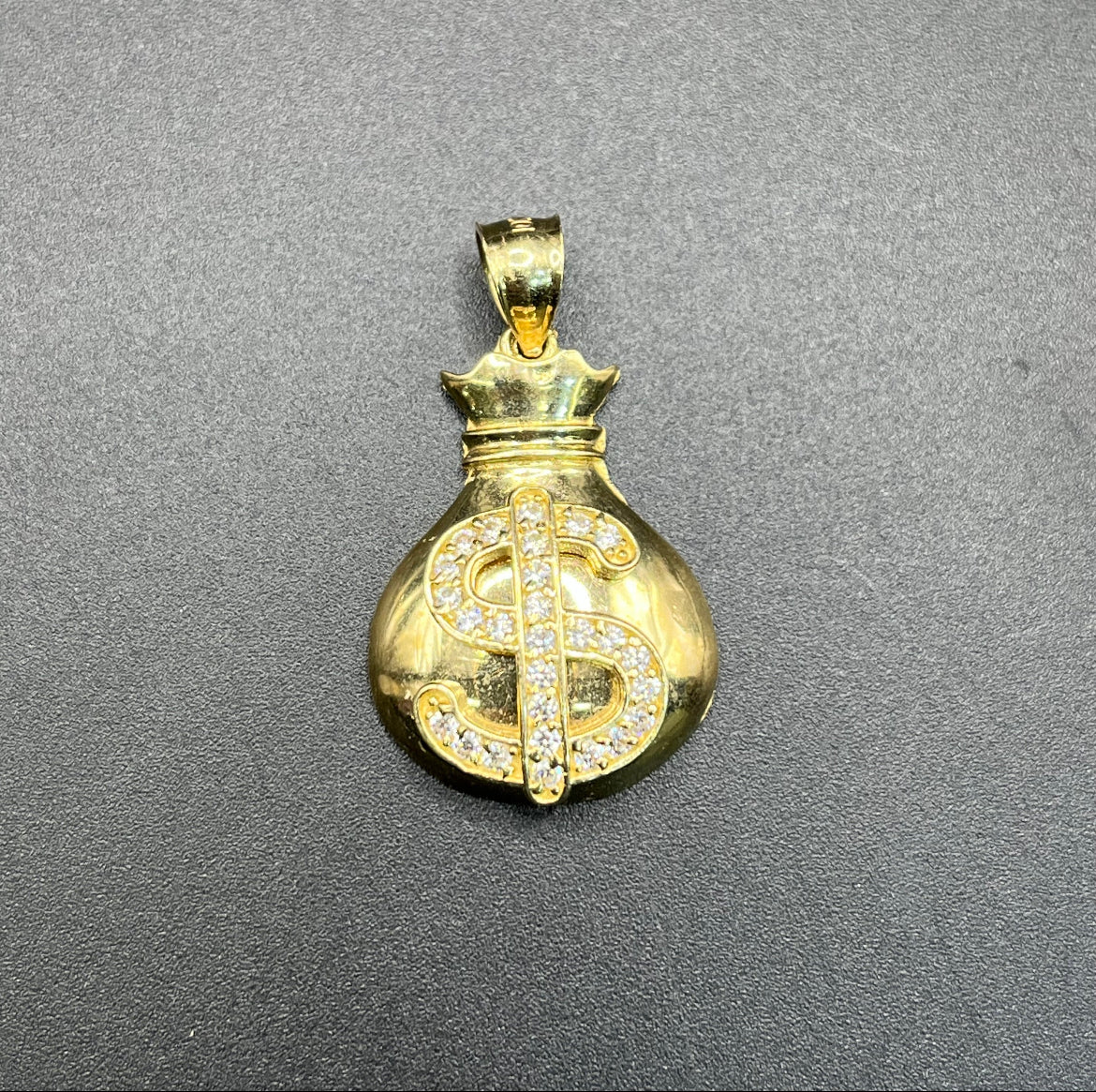 10K Gold Moneybag Charm with CZ's