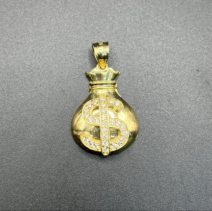 10K Gold Money Bag Charm with CZ's
