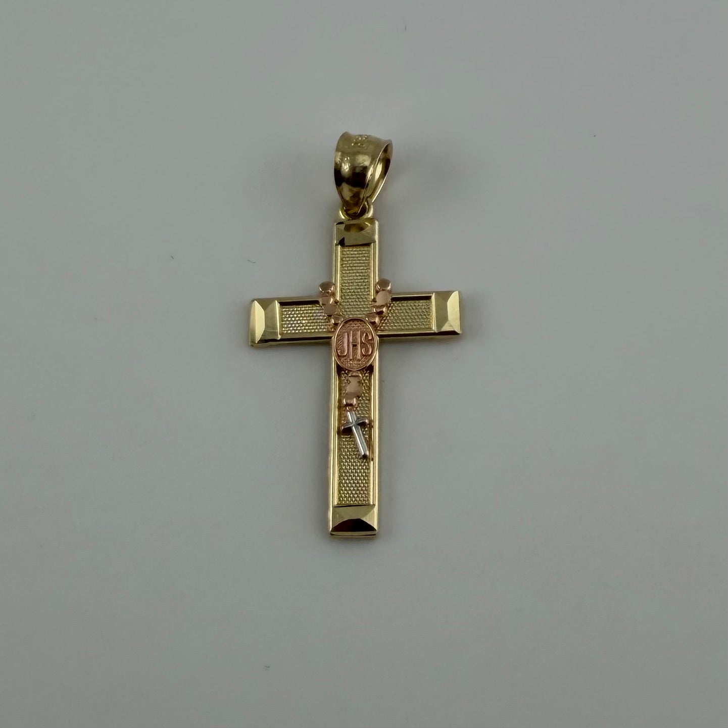 14k Rosary Tr- Color Cross Charm