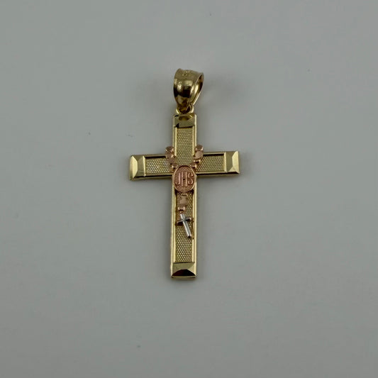 14k Rosary Tr- Color Cross Charm