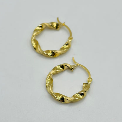 10K Gold Twist Hoops (1")