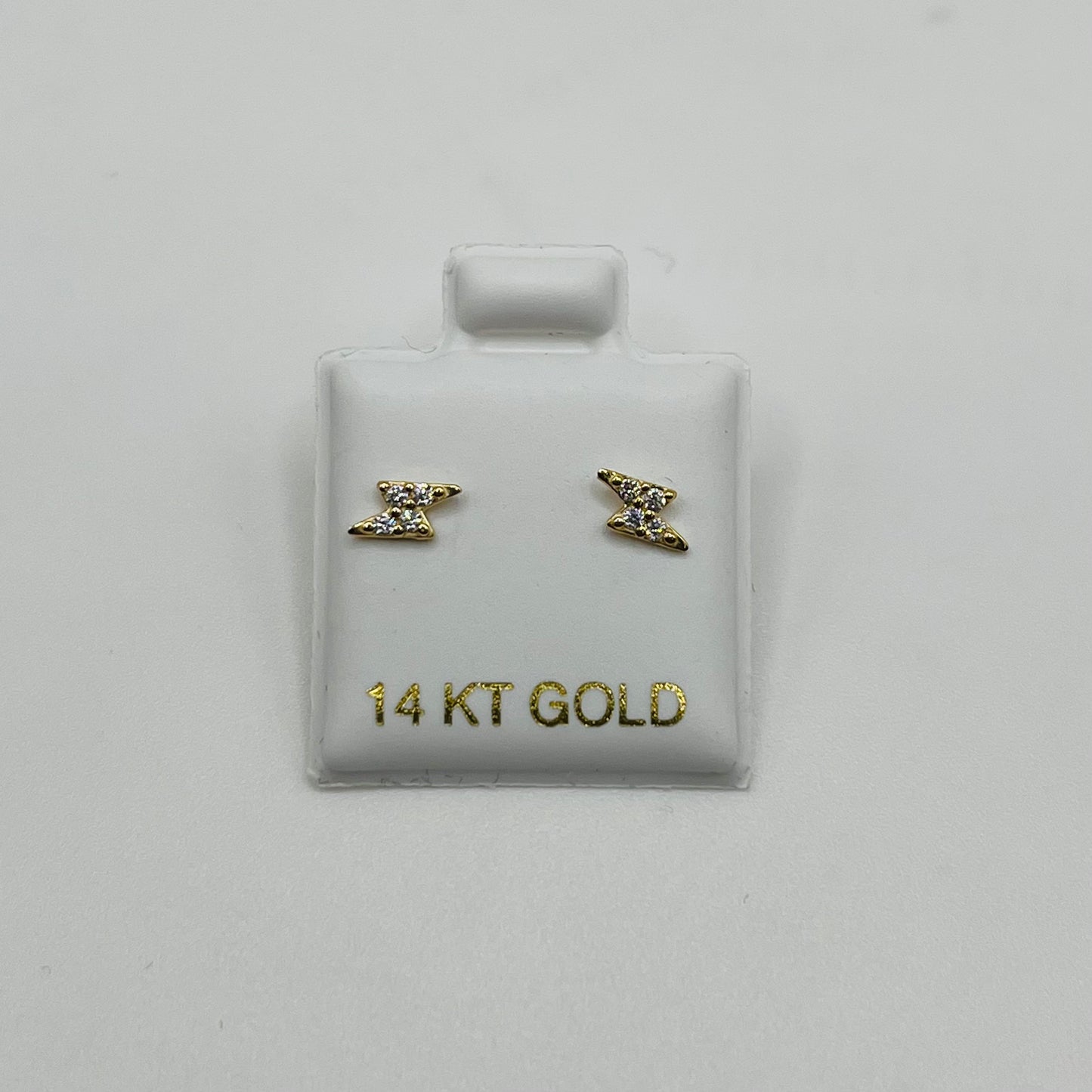 14k Gold Cz Lightning Bolt Baby Earrings