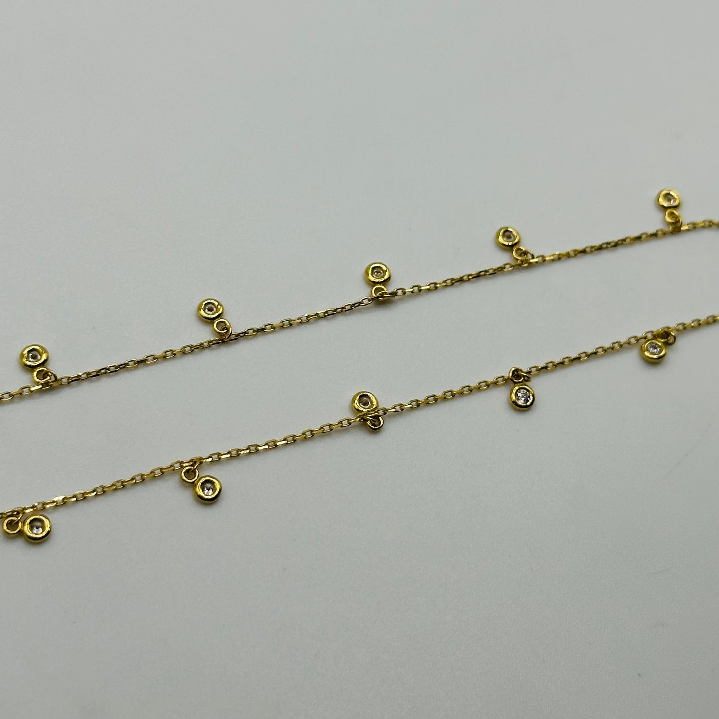 10k Gold Bezel Cz Anklet