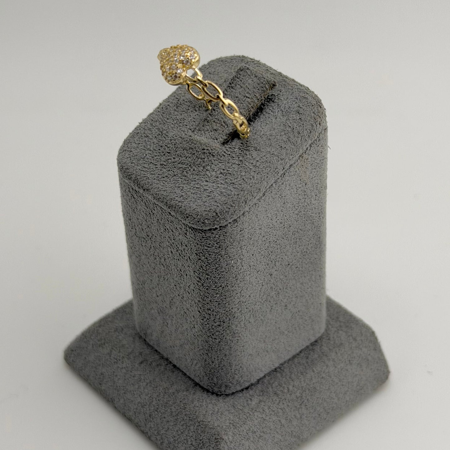 10k Gold Cz Sideways Heart Paperclip Band Ring