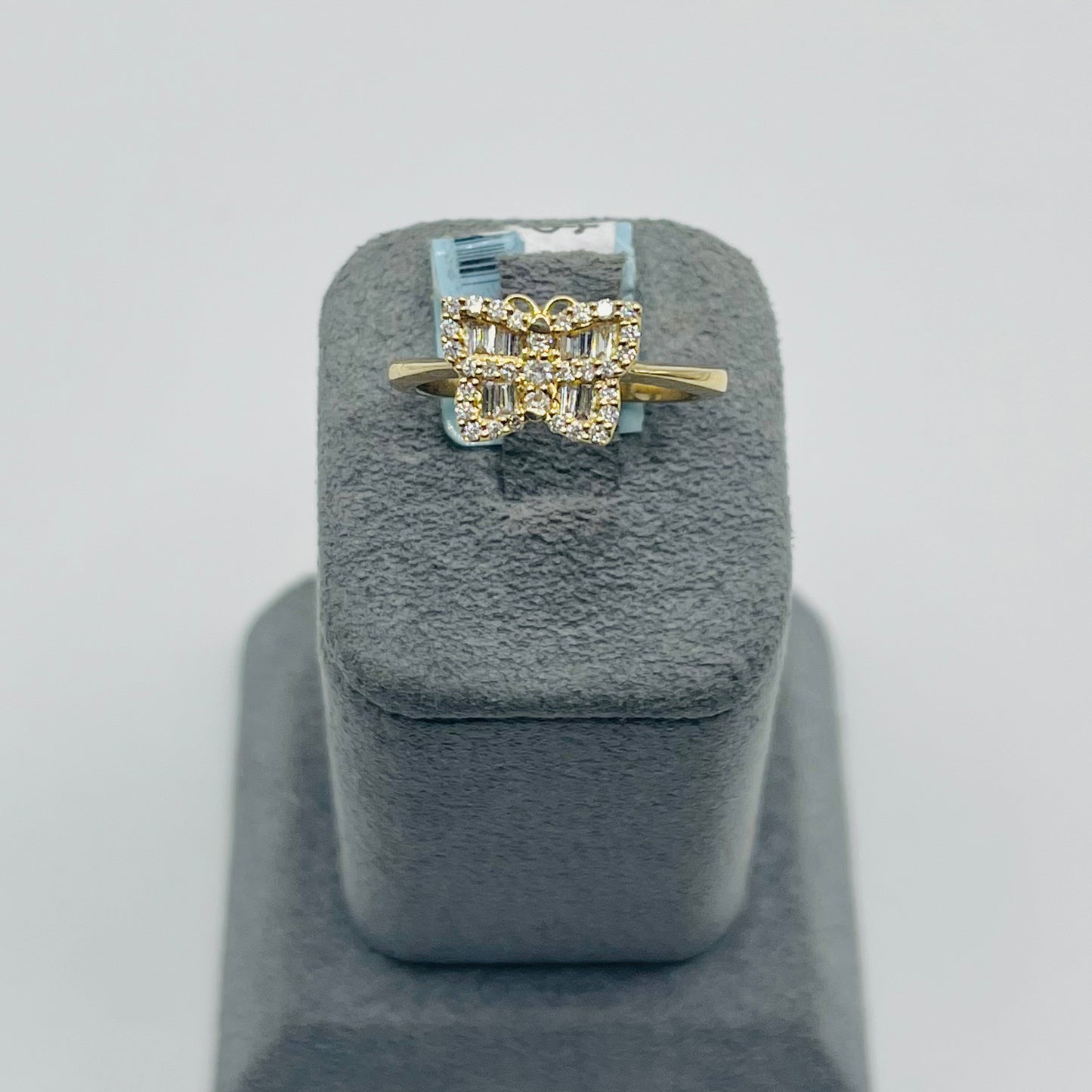 14k Gold Natural Diamond Butterfly Baguette Ring