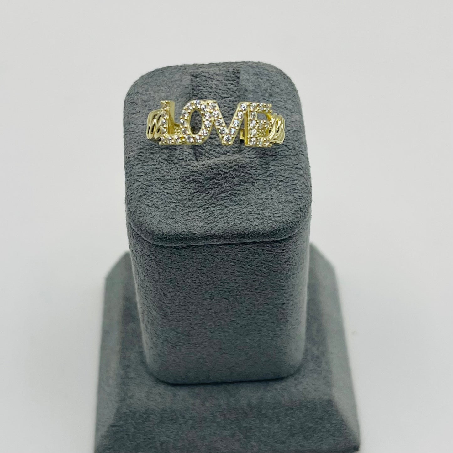 10k Gold Cz Love Cuban Ring